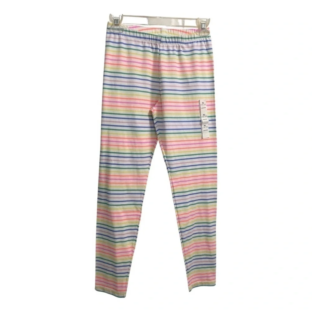 Cat & Jack Girls White Colorful Multistripe Stretchy Leggings Size XL NWT